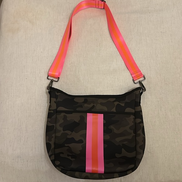 Haute shore camo crossbody  with Pink Strap